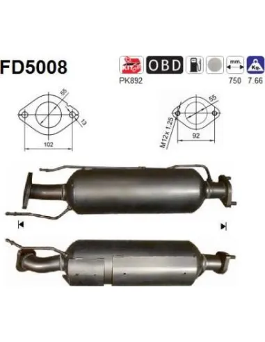 Filtro de partículas diésel AS FD5008 para HYUNDAI / KIA