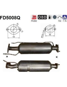 Filtro de partículas diésel AS FD5008Q para HYUNDAI / KIA