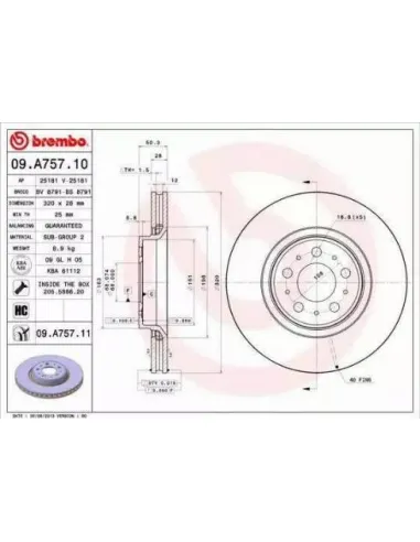 09.A757.10 Disco de freno Brembo