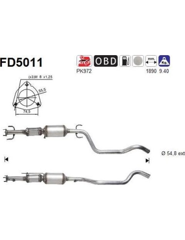 Filtro de partículas diésel AS FD5011 para OPEL | Recambios Colmenar