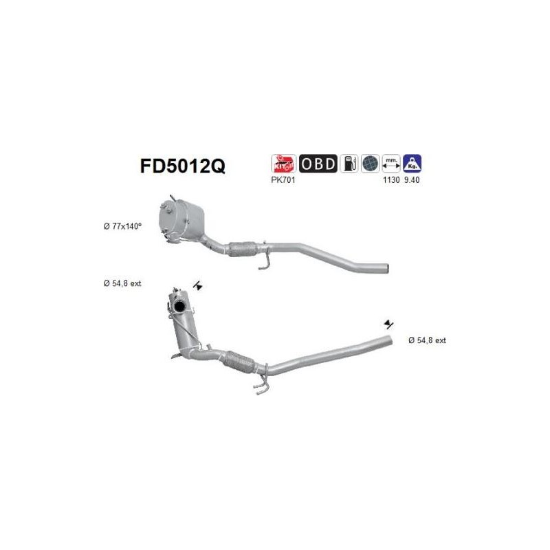 Filtro de partículas diésel AS FD5012Q para VOLKSWAGEN