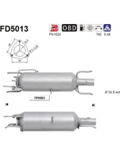 Filtro de partículas diésel AS FD5013 para FIAT / OPEL / SAAB