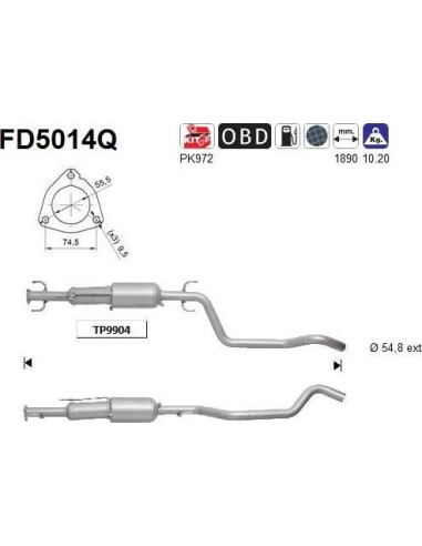 Filtro de partículas diésel AS FD5014Q para OPEL | Recambios Colmenar