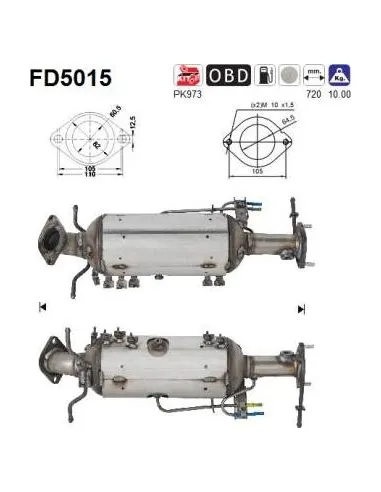 Filtro de partículas diésel AS FD5015 para MAZDA | Recambios Colmenar