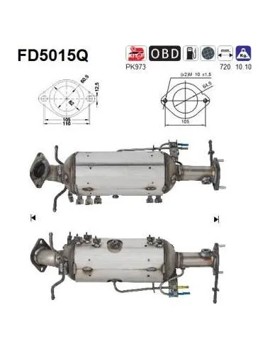 Filtro de partículas diésel AS FD5015Q para MAZDA | Recambios Colmenar