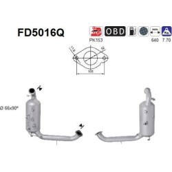 Filtro de partículas diésel AS FD5016Q para FORD / MAZDA / VOLVO