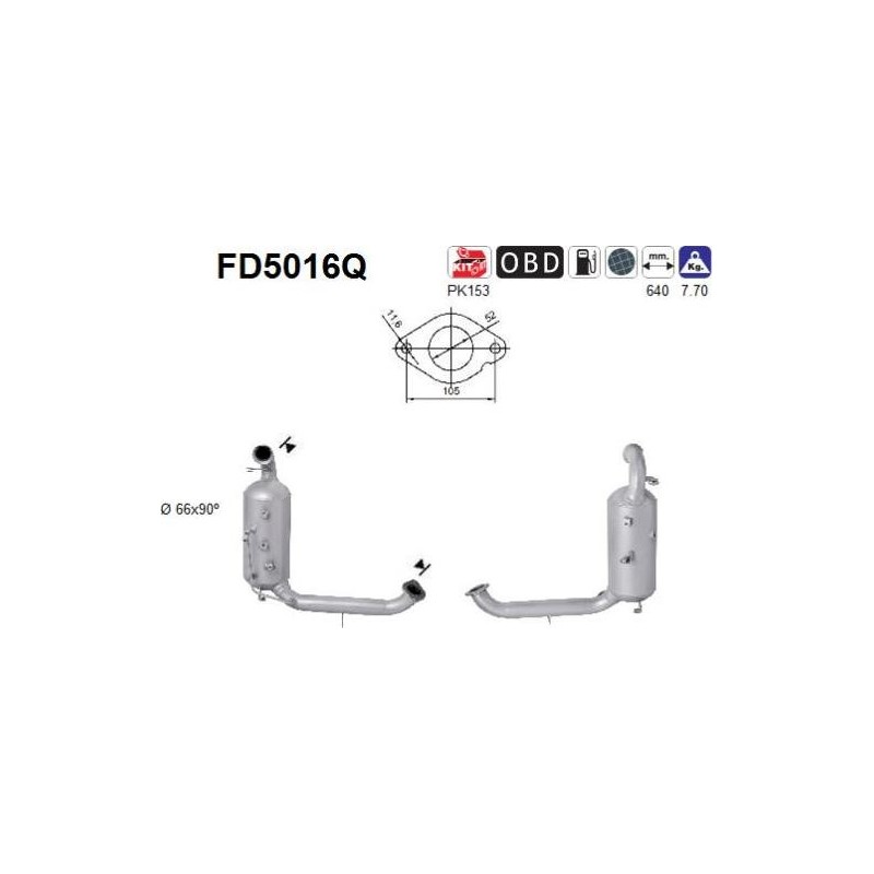 Filtro de partículas diésel AS FD5016Q para FORD / MAZDA / VOLVO