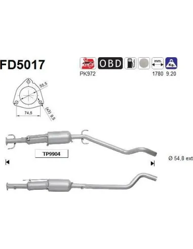 Filtro de partículas diésel AS FD5017 para OPEL | Recambios Colmenar