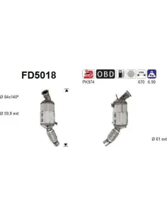 Filtro de partículas diésel AS FD5018 para BMW | Recambios Colmenar
