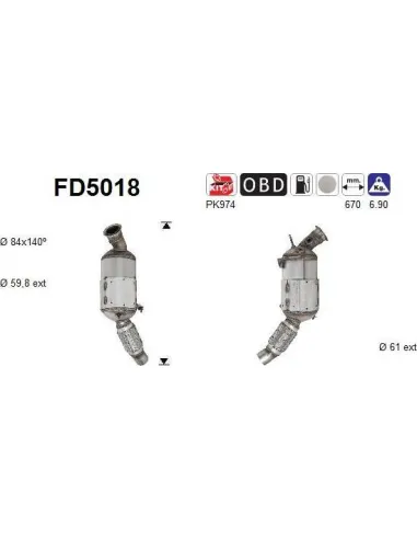 Filtro de partículas diésel AS FD5018 para BMW | Recambios Colmenar