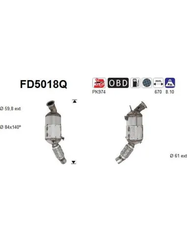 Filtro de partículas diésel AS FD5018Q para BMW | Recambios Colmenar