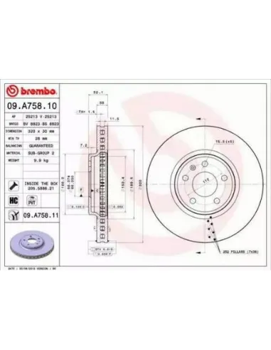 09.A758.10 Disco de freno Brembo