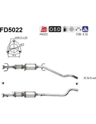 Filtro de partículas diésel AS FD5022 para OPEL | Recambios Colmenar