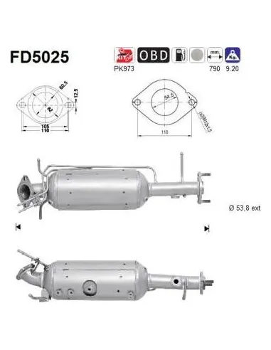 Filtro de partículas diésel AS FD5025 para MAZDA | Recambios Colmenar