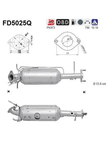 Filtro de partículas diésel AS FD5025Q para MAZDA | Recambios Colmenar