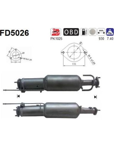 Filtro de partículas diésel AS FD5026 para CHEVROLET
