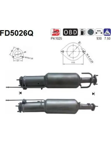 Filtro de partículas diésel AS FD5026Q para CHEVROLET