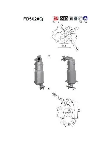 Filtro de partículas diésel AS FD5028Q para HONDA | Recambios Colmenar