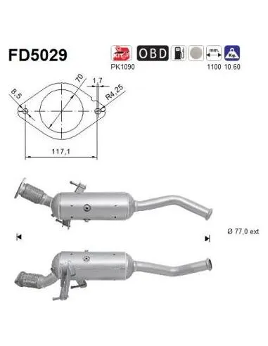 Filtro de partículas diésel AS FD5029 para NISSAN / OPEL / RENAULT