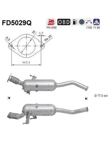 Filtro de partículas diésel AS FD5029Q para NISSAN / OPEL / RENAULT