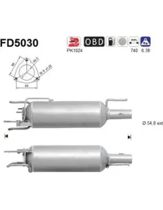 Filtro de partículas diésel AS FD5030 para FIAT / OPEL / SAAB