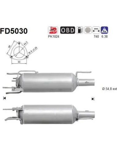Filtro de partículas diésel AS FD5030 para FIAT / OPEL / SAAB