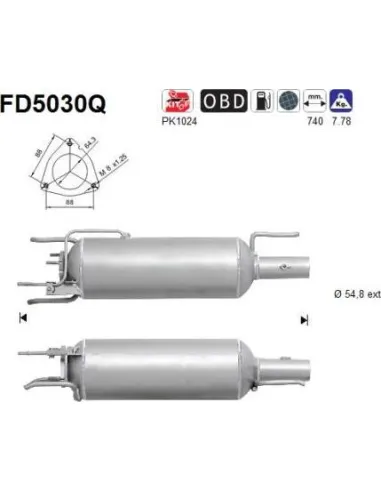 Filtro de partículas diésel AS FD5030Q para FIAT / OPEL / SAAB