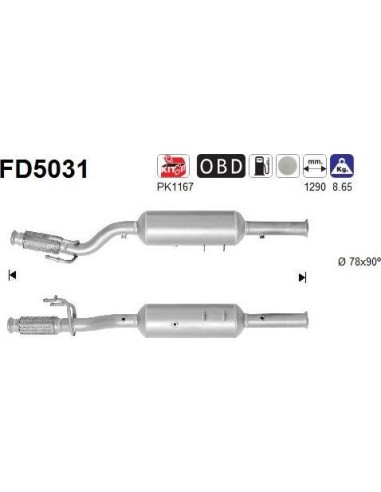 Filtro de partículas diésel AS FD5031 para CITROËN / FIAT / PEUGEOT