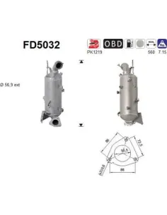 Filtro de partículas diésel AS FD5032 para CHEVROLET / OPEL / SAAB