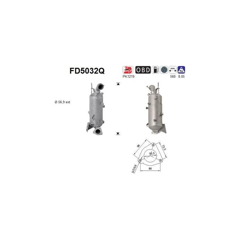 Filtro de partículas diésel AS FD5032Q para CHEVROLET / OPEL / SAAB