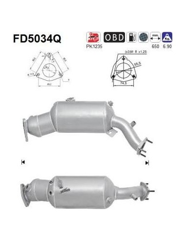 Filtro de partículas diésel AS FD5034Q para AUDI | Recambios Colmenar