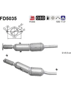 Filtro de partículas diésel AS FD5035 para RENAULT