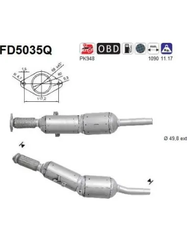 Filtro de partículas diésel AS FD5035Q para RENAULT