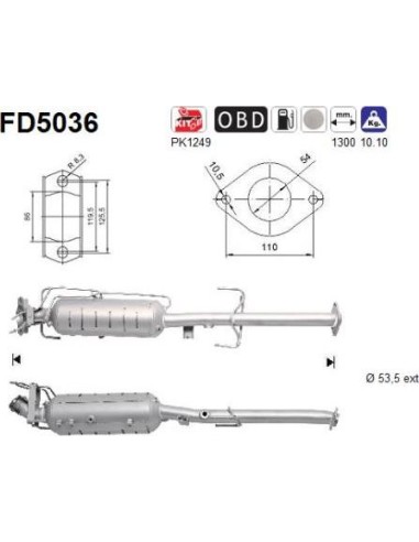 Filtro de partículas diésel AS FD5036 para MAZDA | Recambios Colmenar