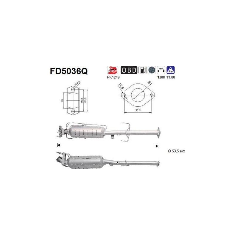 Filtro de partículas diésel AS FD5036Q para MAZDA | Recambios Colmenar