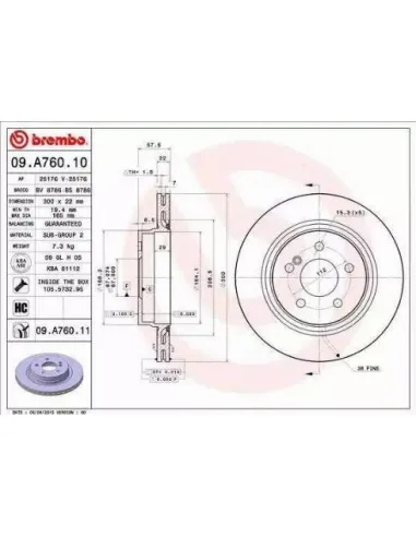 09.A760.10 Disco de freno Brembo