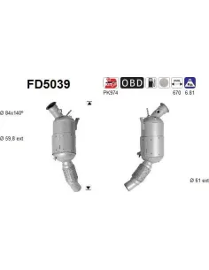 Filtro de partículas diésel AS FD5039 para BMW | Recambios Colmenar