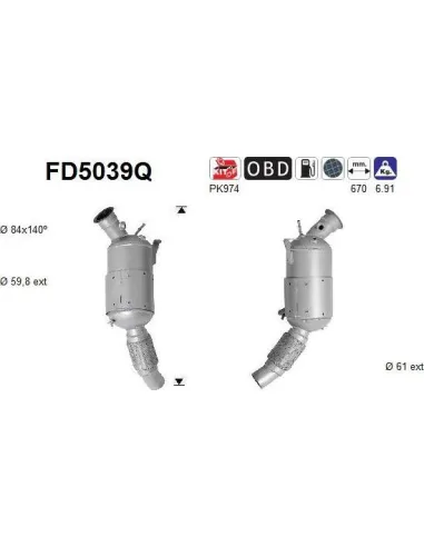 Filtro de partículas diésel AS FD5039Q para BMW | Recambios Colmenar