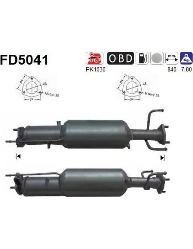 Filtro de partículas diésel AS FD5041 para CHEVROLET / OPEL