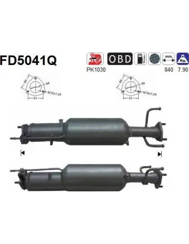 Filtro de partículas diésel AS FD5041Q para CHEVROLET / OPEL