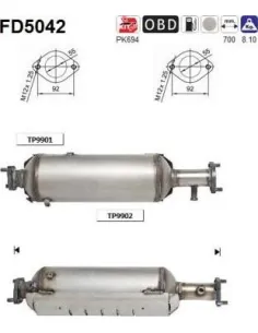 Filtro de partículas diésel AS FD5042 para HYUNDAI / KIA
