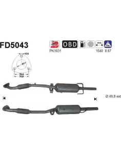 Filtro de partículas diésel AS FD5043 para OPEL | Recambios Colmenar