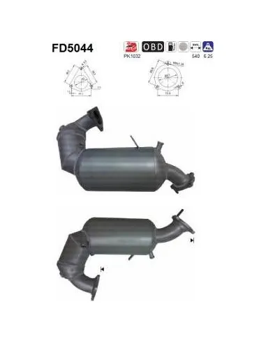 Filtro de partículas diésel AS FD5044 para AUDI | Recambios Colmenar