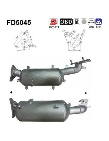 Filtro de partículas diésel AS FD5045 para SUBARU | Recambios Colmenar