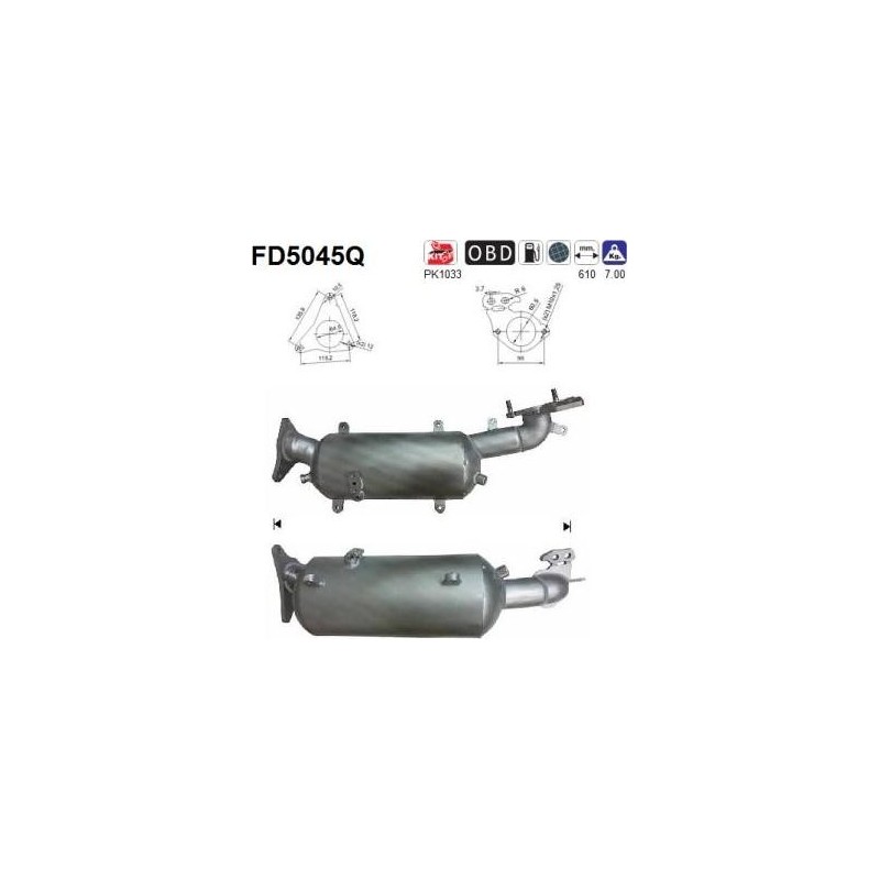 Filtro de partículas diésel AS FD5045Q para SUBARU