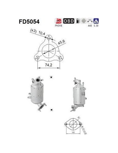 Filtro de partículas diésel AS FD5054 para HYUNDAI / KIA