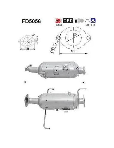 Filtro de partículas diésel AS FD5056 para MAZDA | Recambios Colmenar