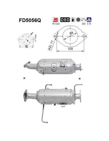 Filtro de partículas diésel AS FD5056Q para MAZDA | Recambios Colmenar