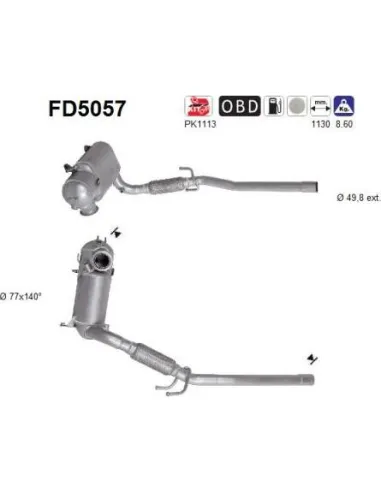 Filtro de partículas diésel AS FD5057 para SEAT / SKODA / VOLKSWAGEN