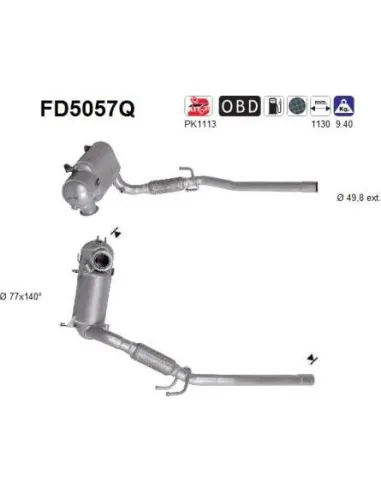 Filtro de partículas diésel AS FD5057Q para SEAT / SKODA / VOLKSWAGEN